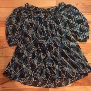 Women’s multicolor short sleeve sheer Apostrophe top size extra large
